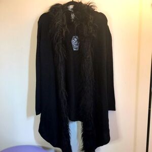 🆕🖤Dolls Kill x Widow Black Fuzzy Warn Sweater!Size S!BNWT!NEVER WORN!🖤